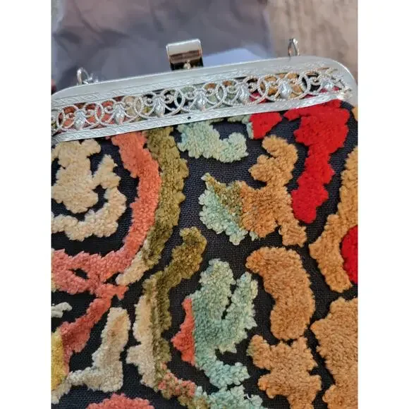 Vintage 70s Carpet Bag Purse Bohemian Festival Retro Mod Coachella Hippie Retro - Picture 4 of 11